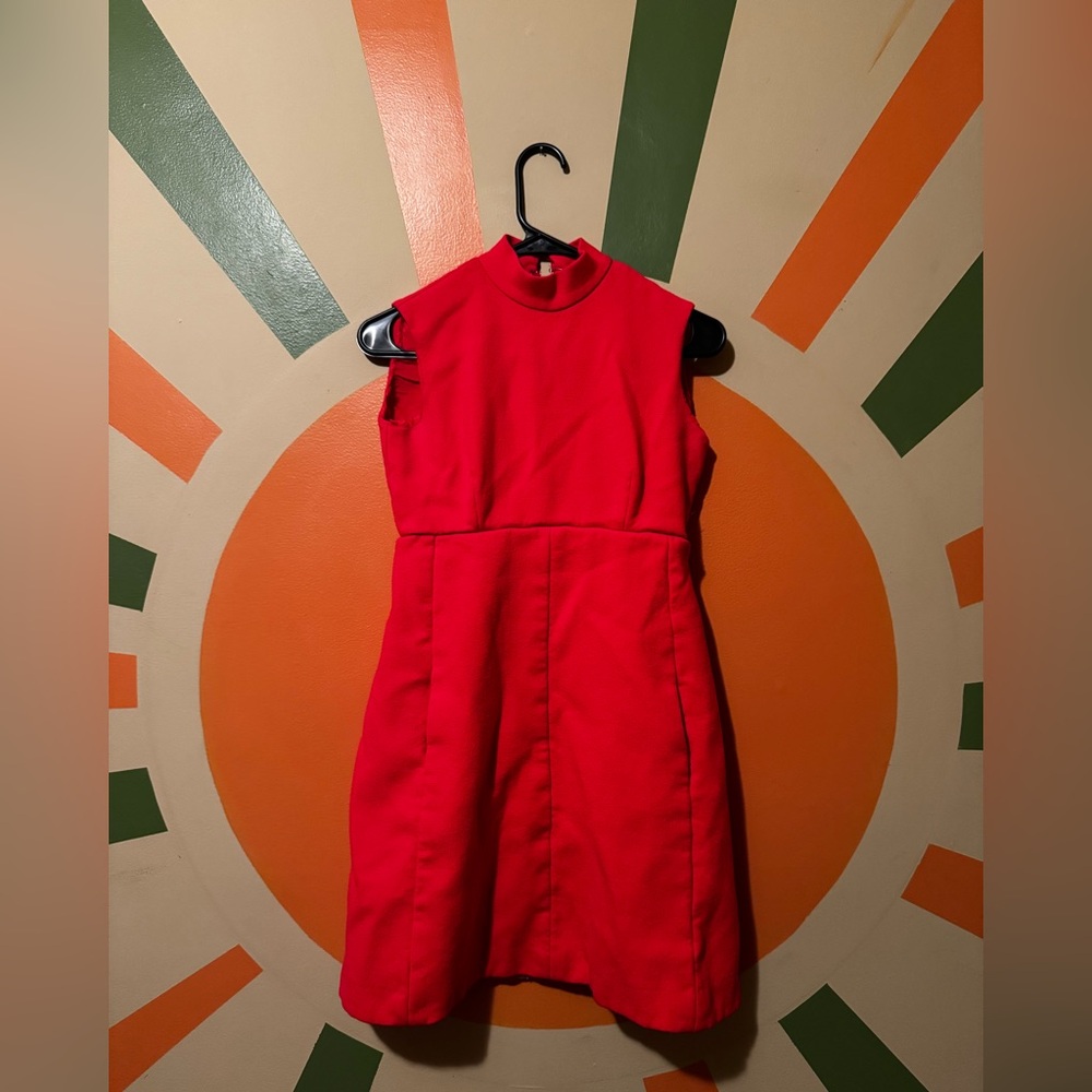 Red 1960s/1970s dress see photos for measurements